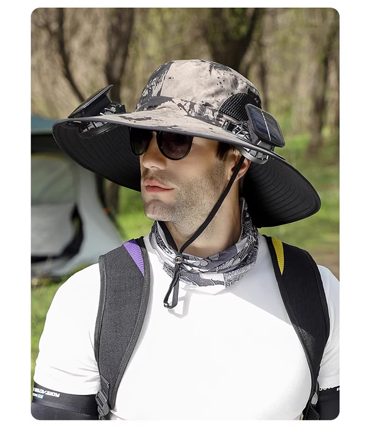 🔥Premium Solar Fan Wide Brim Hat❄️ Instant Cooling& Full UV Protection🏕️ Perfect for Fishing, Hiking & Gardening